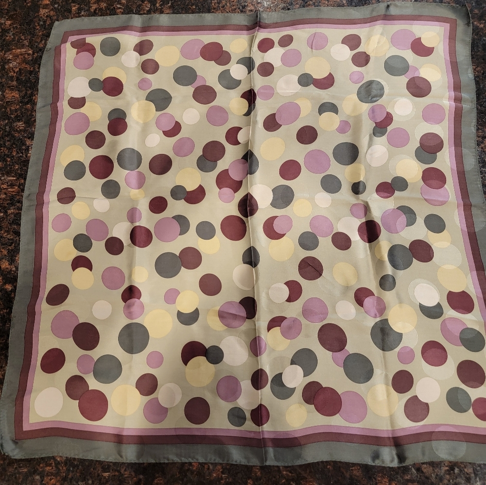 EUC Talbots Silk Scarf Jacquard Dot On Dot Pattern